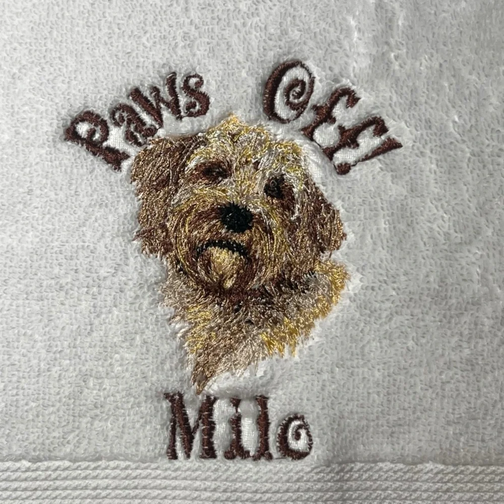 Hand Personalized Embroidered Pet Hand Towel with your Pet’s name. Dog cat fish